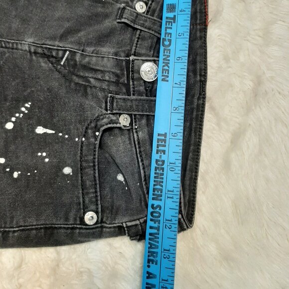 True Religion Woman's Black Supper Skinny Paint Splatter DistresseDenim Jeans 25 - Picture 5 of 11